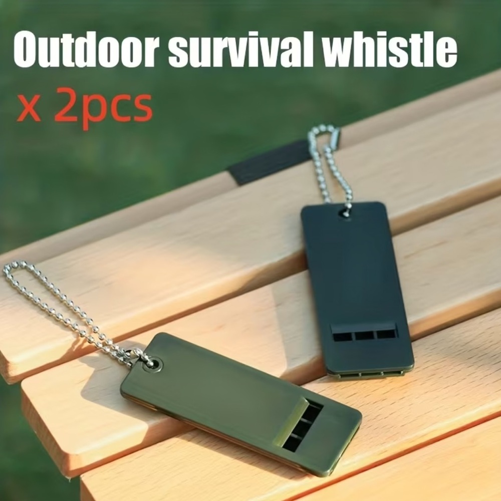 BNIB - Outdoor Survival Whistle Keychain - 2 Pack Green